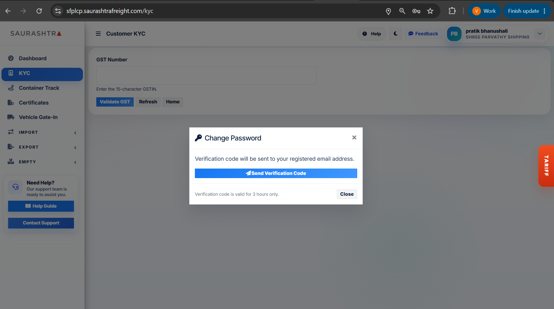Change Password Modal