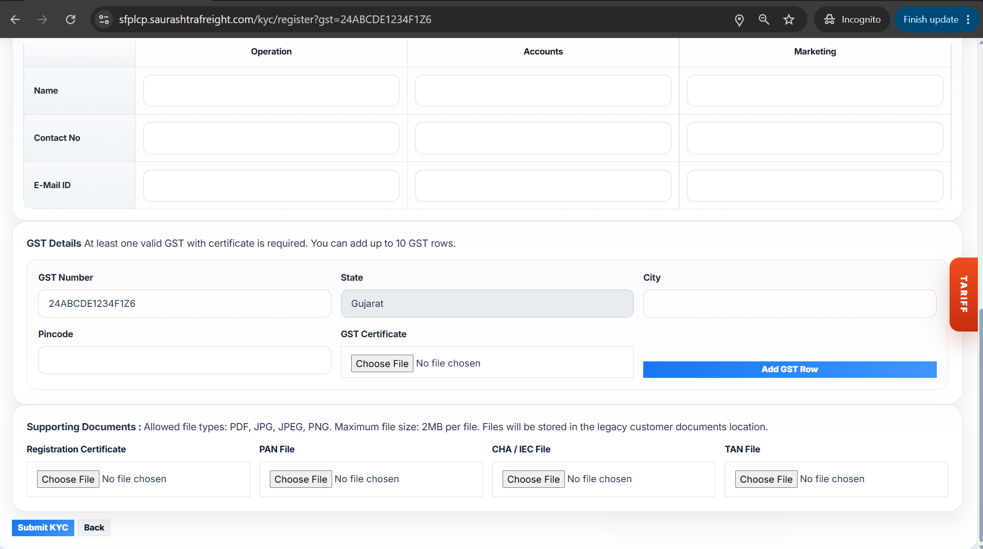 Step 2: KYC Registration Form (Part 2)