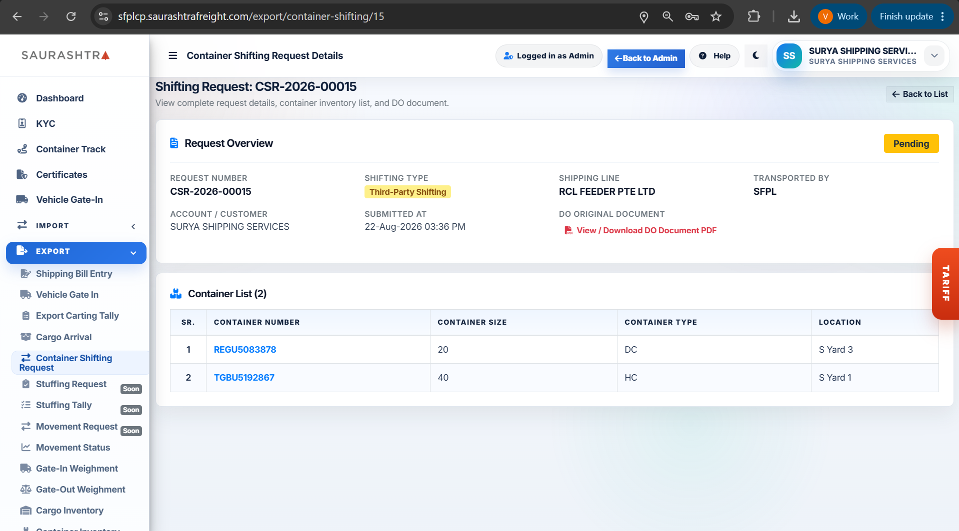 Third-Party Shifting Request Details View
